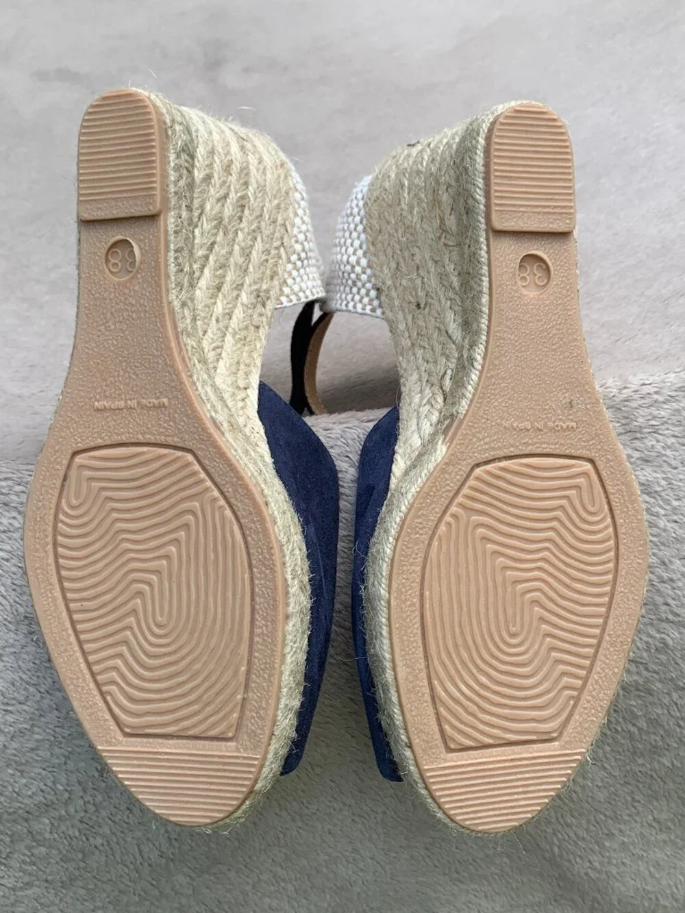 Paseart Genuine Suede Espadrille Wedge Sandals Sz38 NWOT